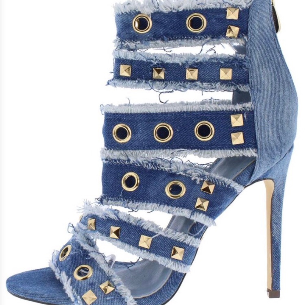 (Closeout Sale) Liliana Washed Denim heels